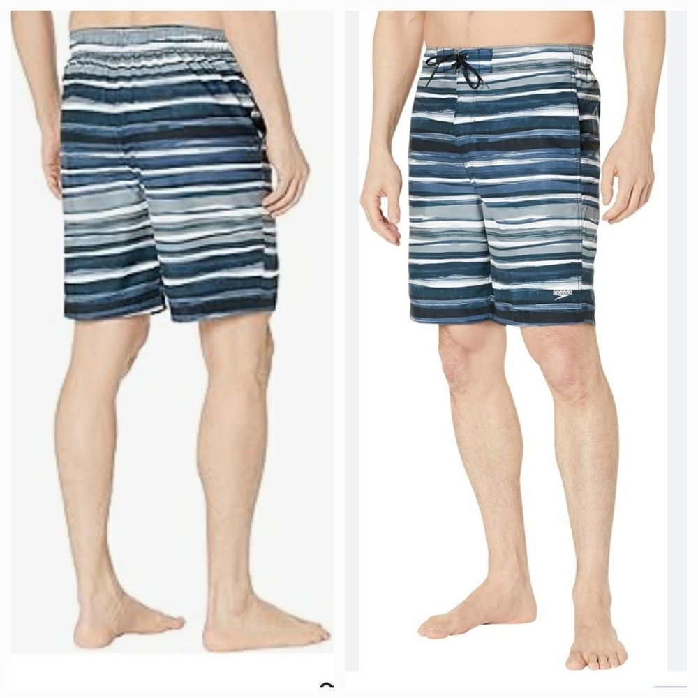 NWT Speedo UPF50 Thurway Bondi Board Short Swim Shorts Trunks Blue Stripe M L XL